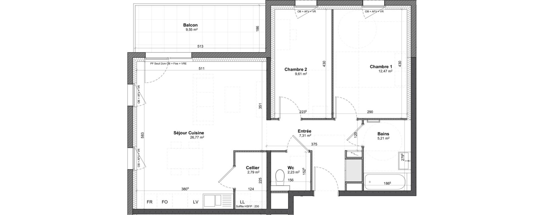 Appartement T3 de 66,39 m2 &agrave; Benfeld Centre