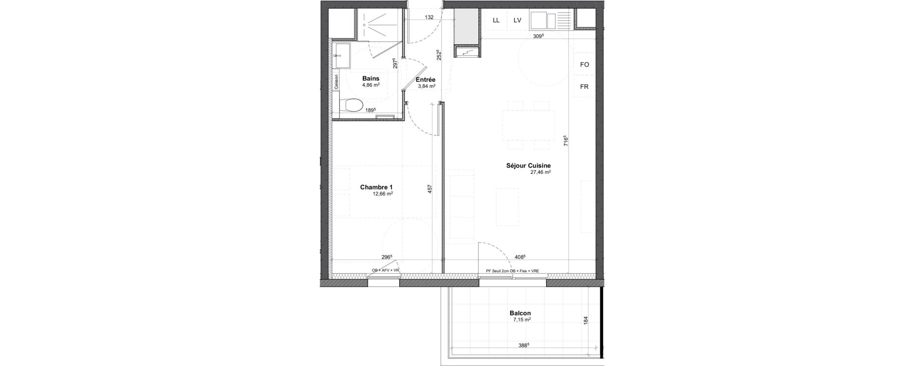 Appartement T2 de 48,82 m2 &agrave; Benfeld Centre