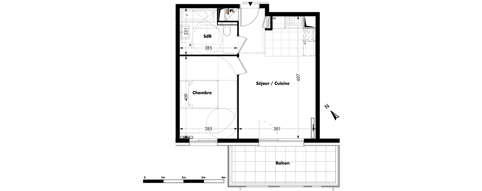 Appartement T2 de 40,95 m2 &agrave; Bischheim Centre