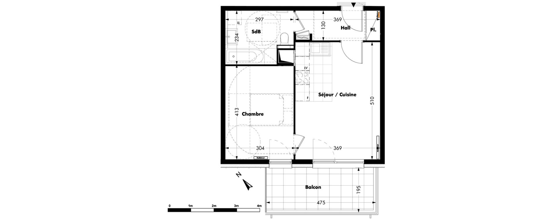 Appartement T2 de 41,85 m2 &agrave; Bischheim Centre