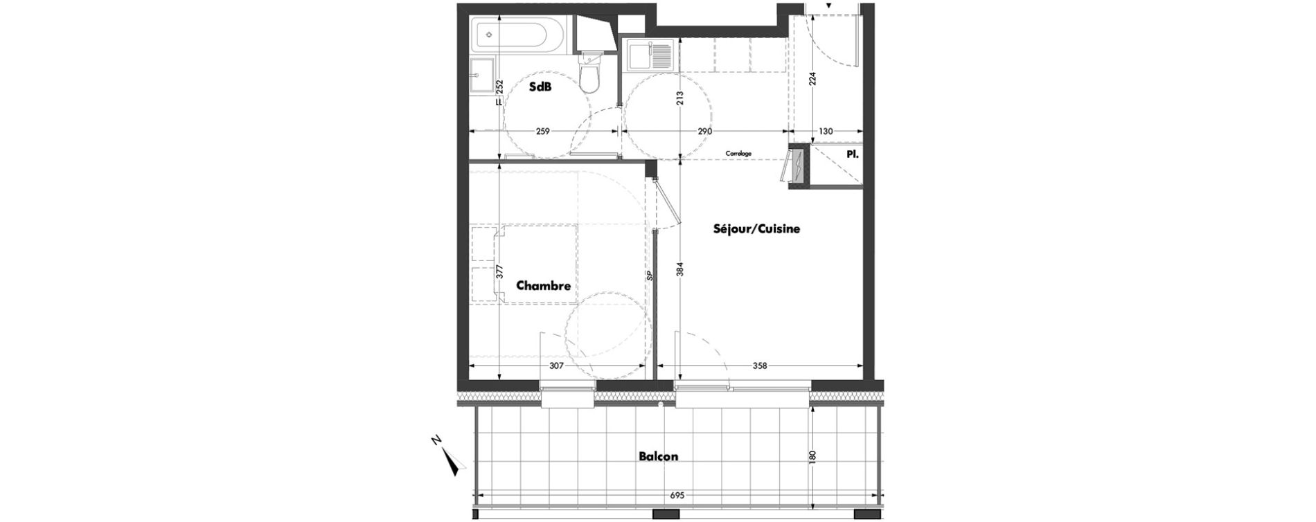 Appartement T2 de 40,89 m2 &agrave; Bischheim Centre