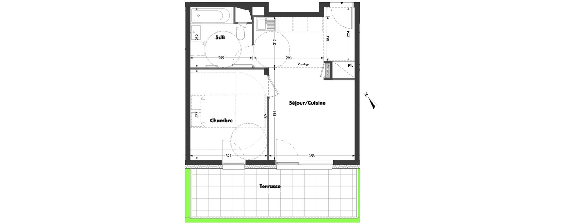 Appartement T2 de 40,88 m2 &agrave; Bischheim Centre