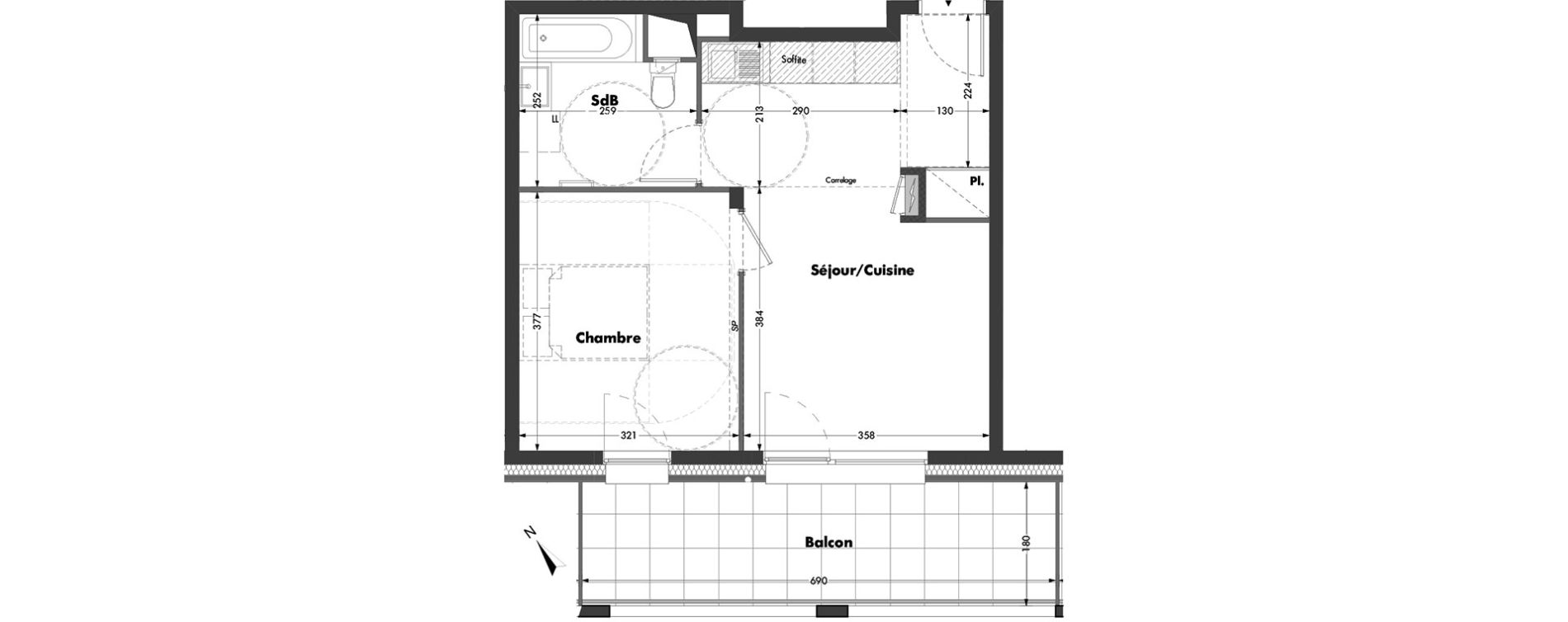 Appartement T2 de 40,89 m2 &agrave; Bischheim Centre