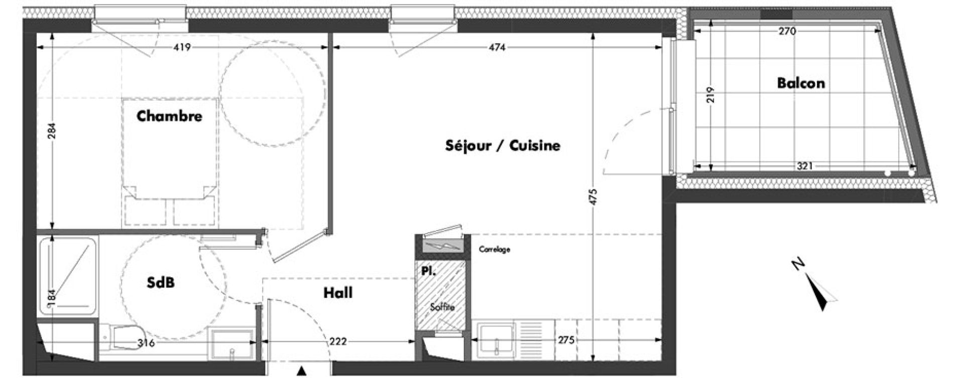 Appartement T2 de 40,83 m2 &agrave; Bischheim Centre