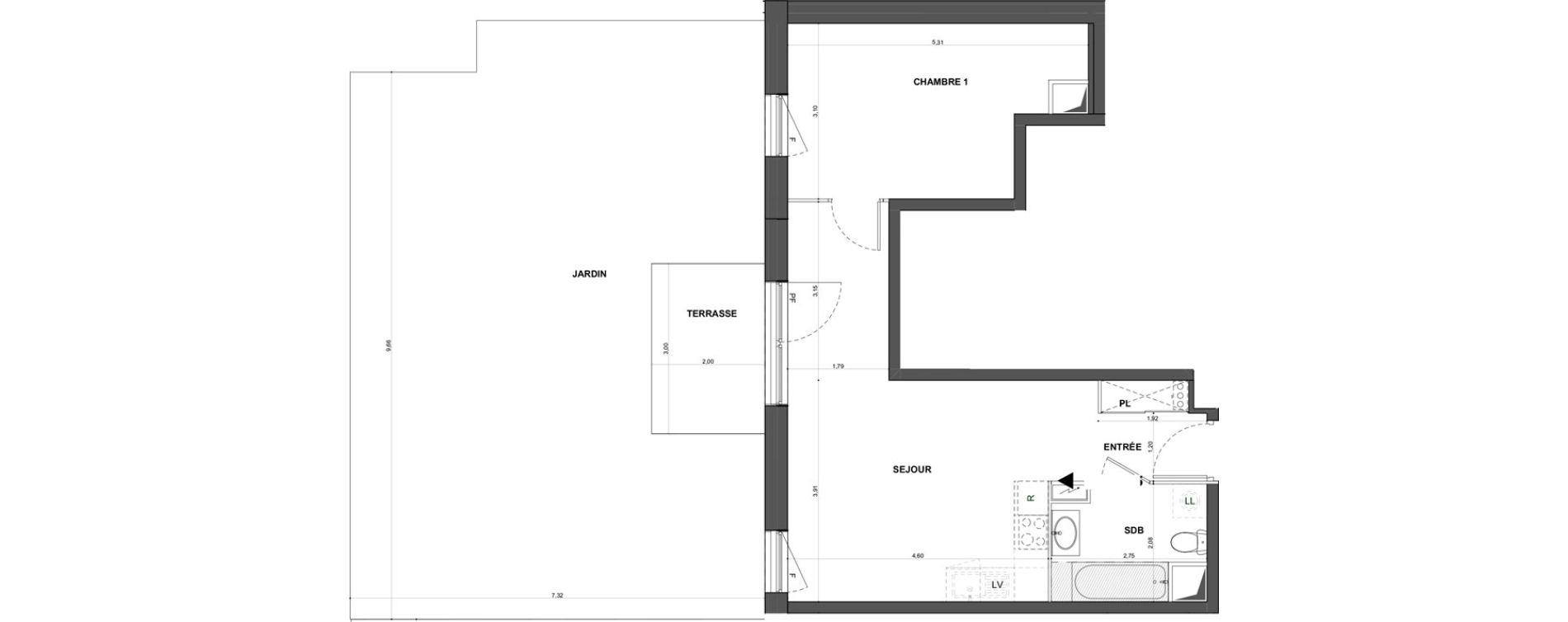 Appartement T2 de 47,43 m2 &agrave; Bischheim Centre