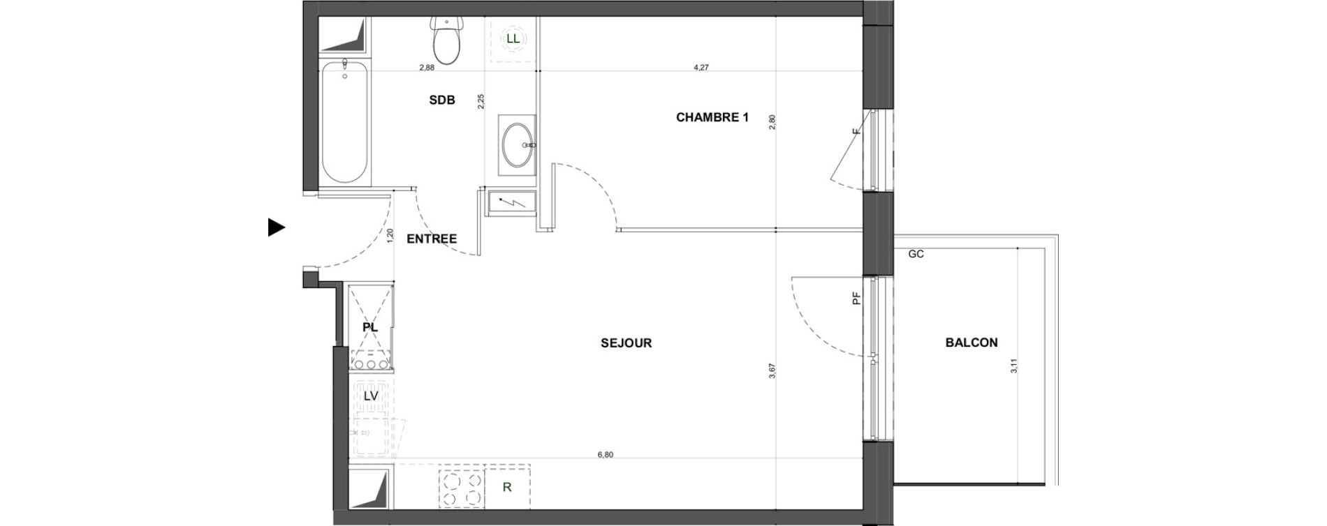 Appartement T2 de 44,21 m2 &agrave; Bischheim Centre