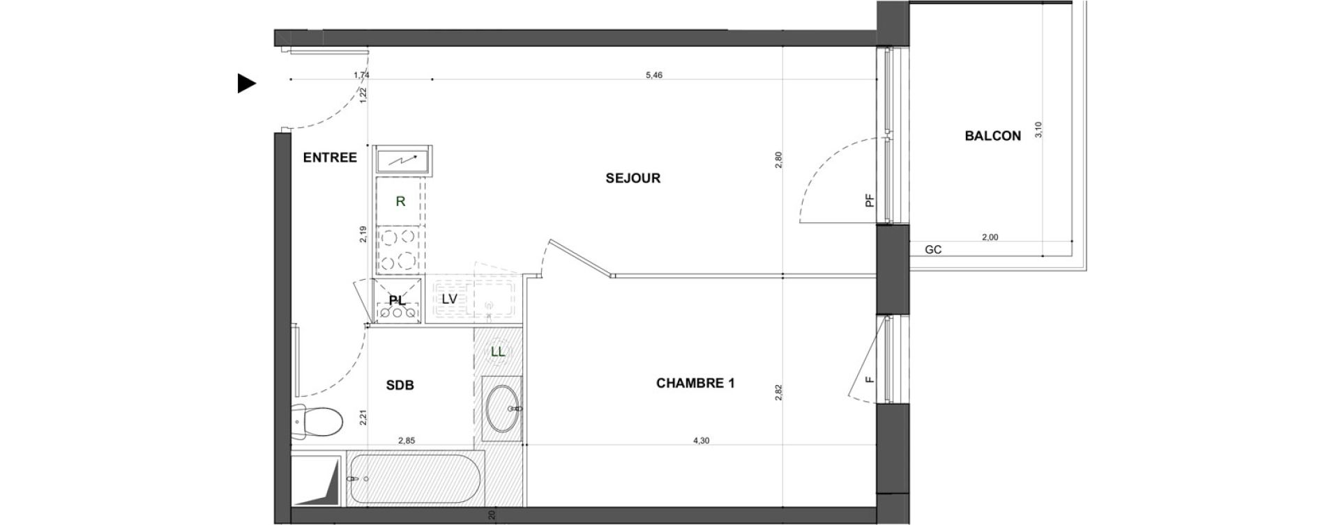 Appartement T2 de 39,44 m2 &agrave; Bischheim Centre
