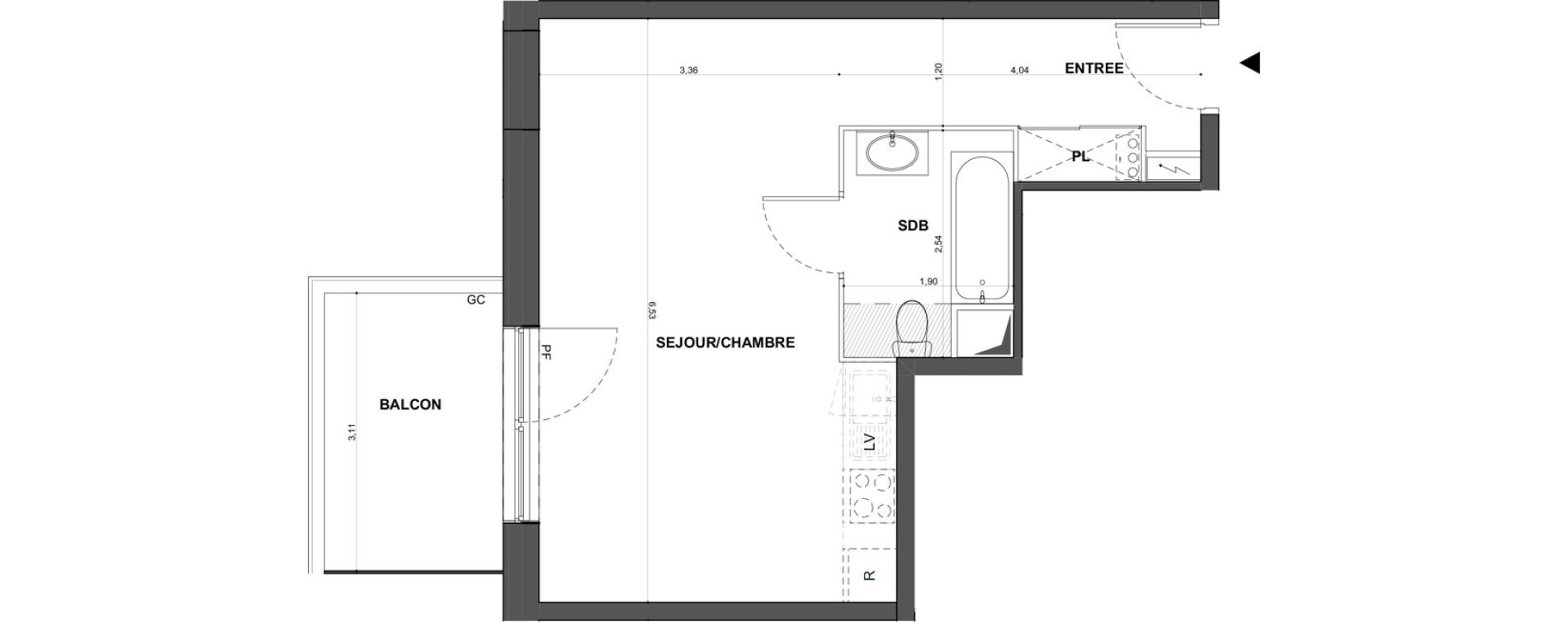 Appartement T1 de 33,89 m2 &agrave; Bischheim Centre
