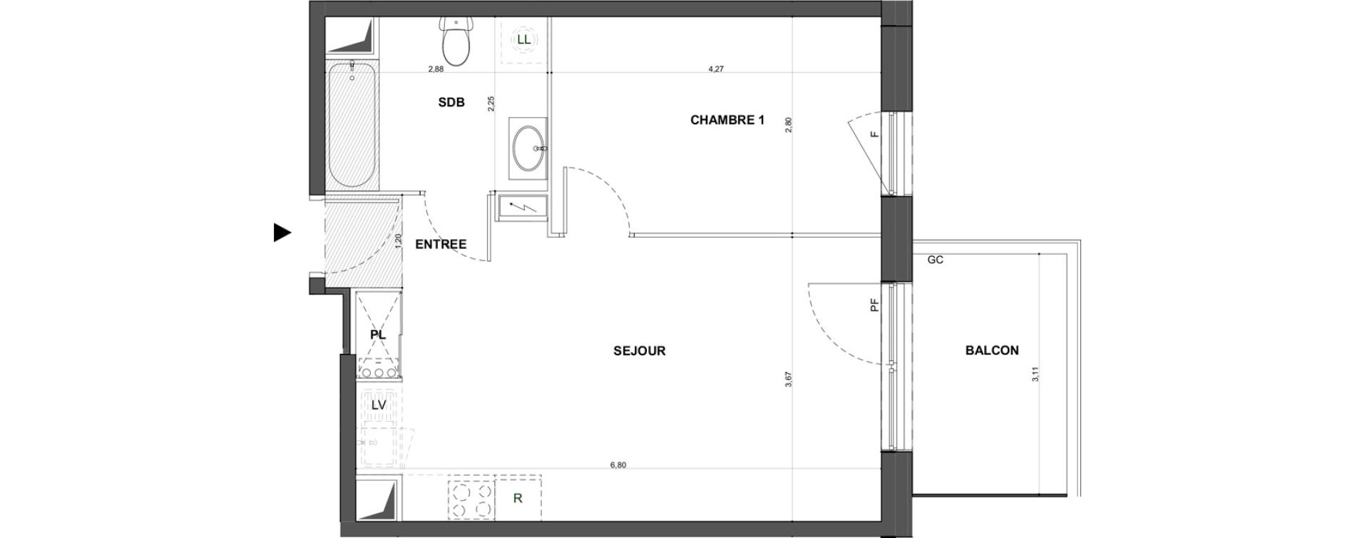 Appartement T2 de 44,21 m2 &agrave; Bischheim Centre