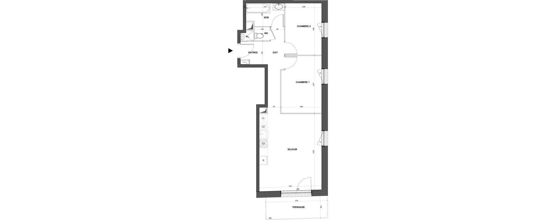 Appartement T3 de 60,36 m2 &agrave; Bischheim Centre