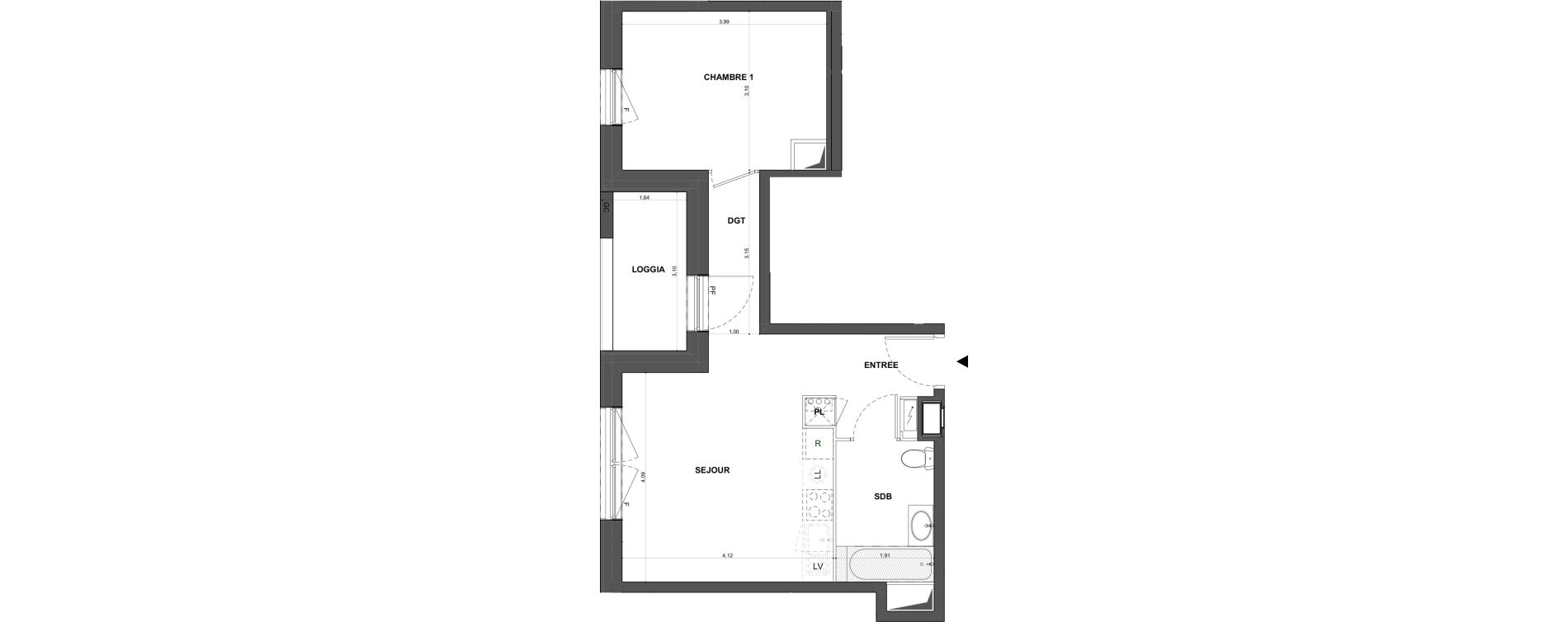 Appartement T2 de 42,39 m2 &agrave; Bischheim Centre