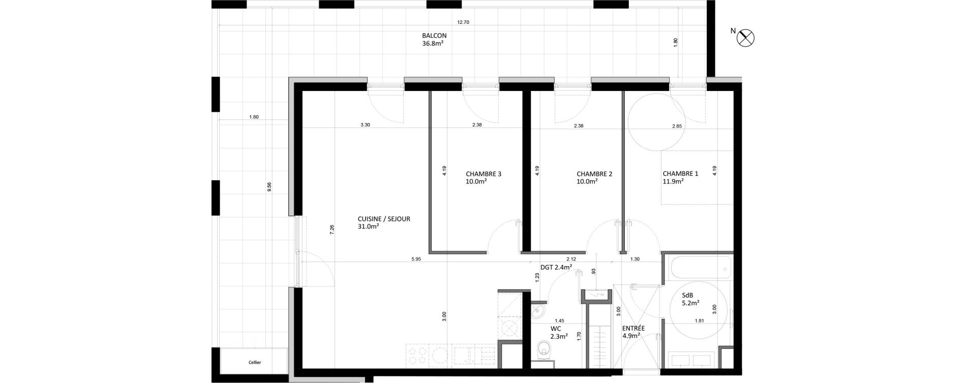 Appartement T4 de 77,70 m2 &agrave; Bischheim Centre