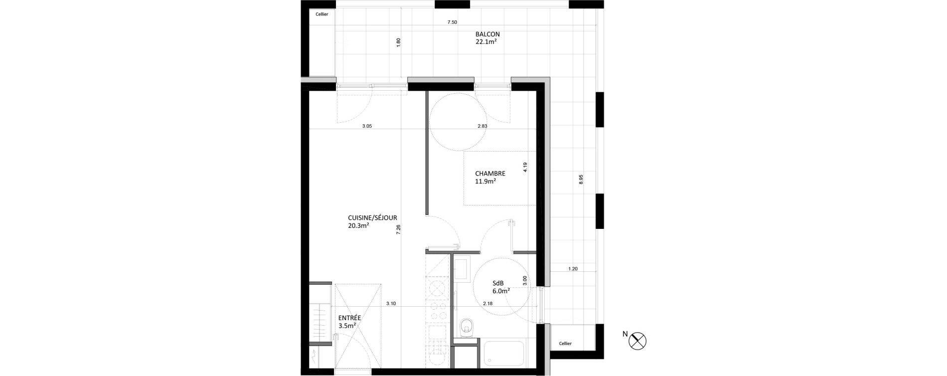Appartement T2 de 41,70 m2 &agrave; Bischheim Centre