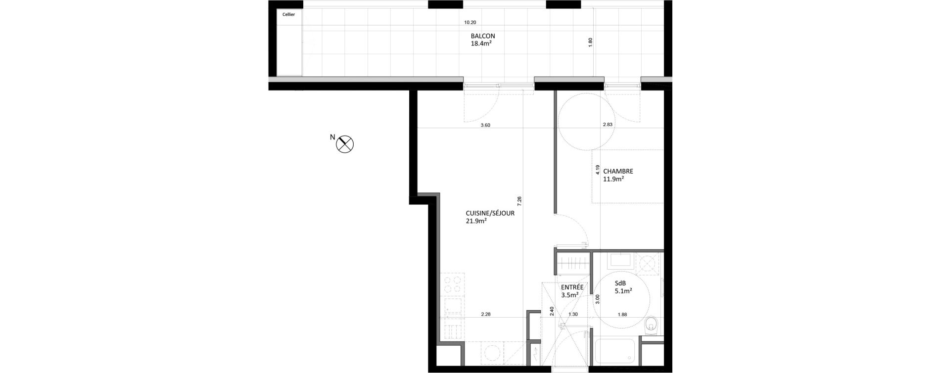 Appartement T2 de 42,40 m2 &agrave; Bischheim Centre