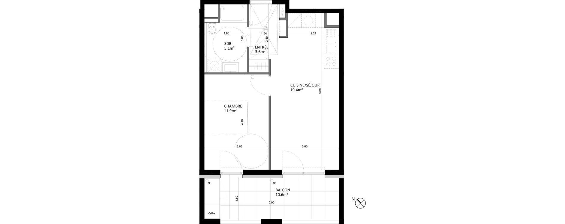 Appartement T2 de 40,00 m2 &agrave; Bischheim Centre