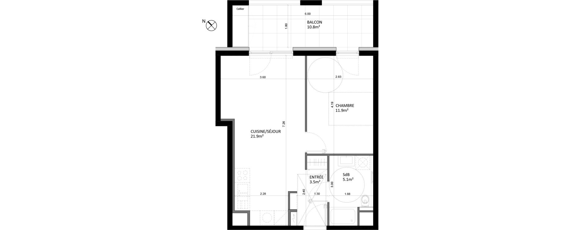 Appartement T2 de 42,40 m2 &agrave; Bischheim Centre