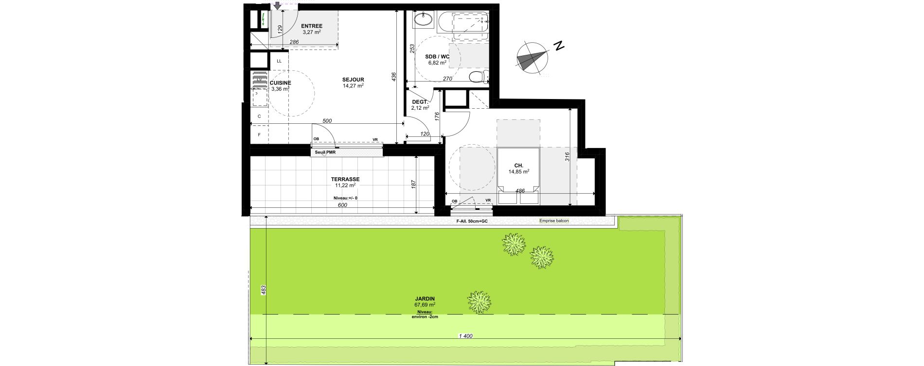 Appartement T2 de 44,69 m2 &agrave; Brumath Centre