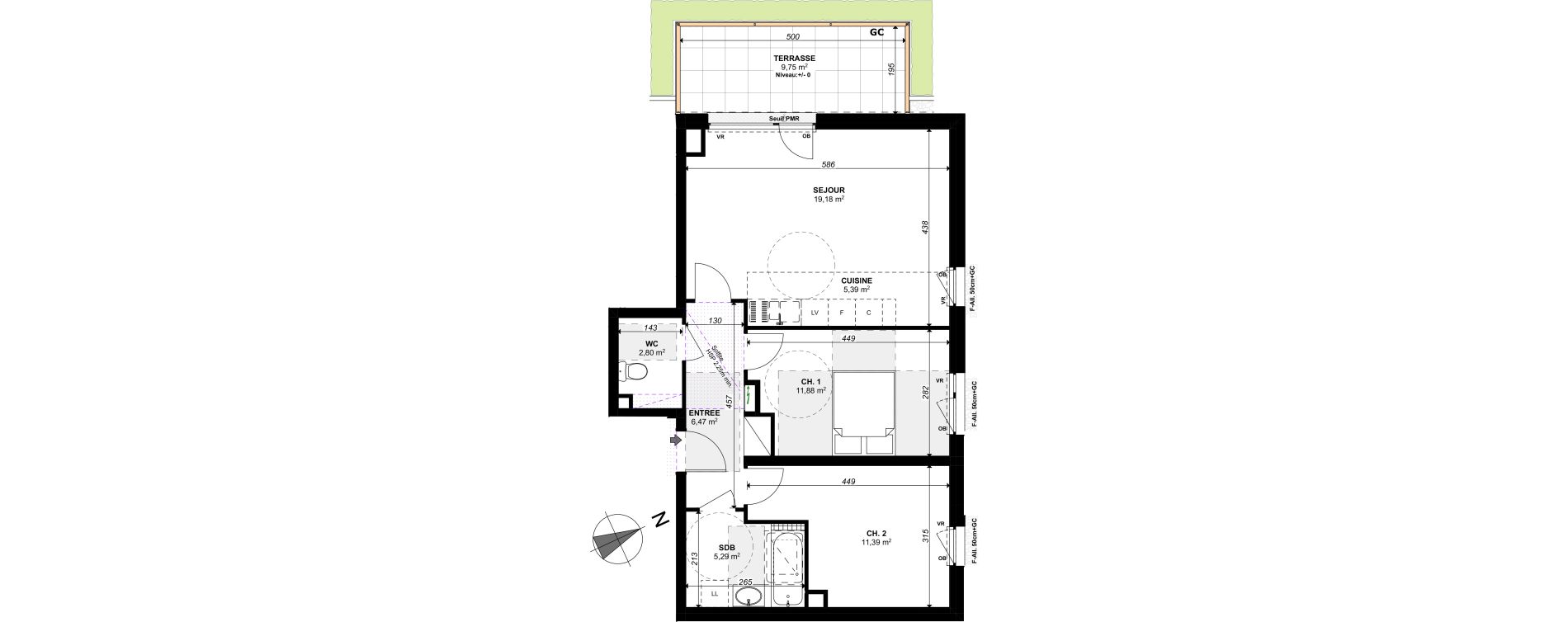 Appartement T3 de 62,40 m2 &agrave; Brumath Centre
