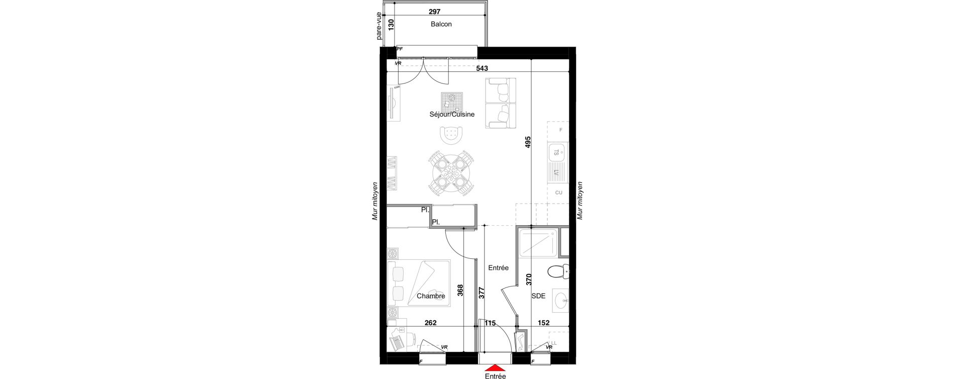 Appartement T2 de 45,97 m2 &agrave; Drulingen Centre
