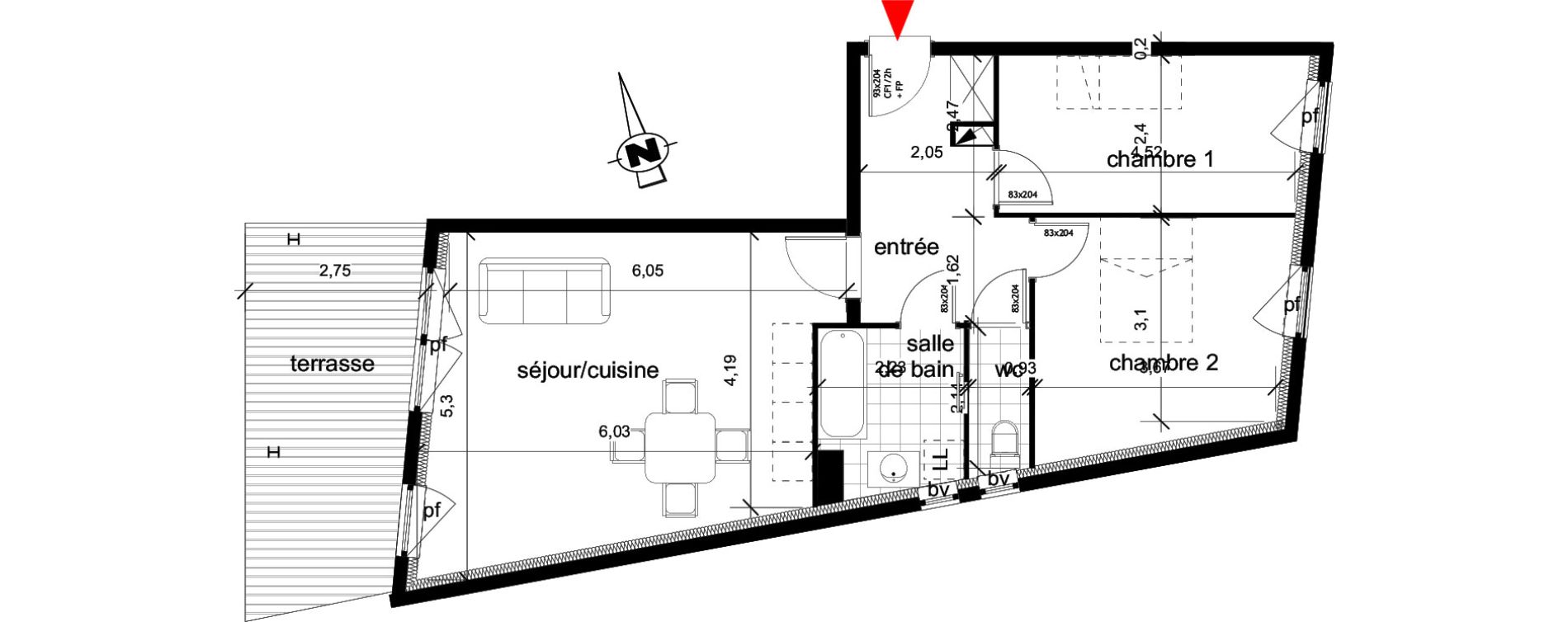 Appartement T3 de 68,70 m2 &agrave; Haguenau Centre