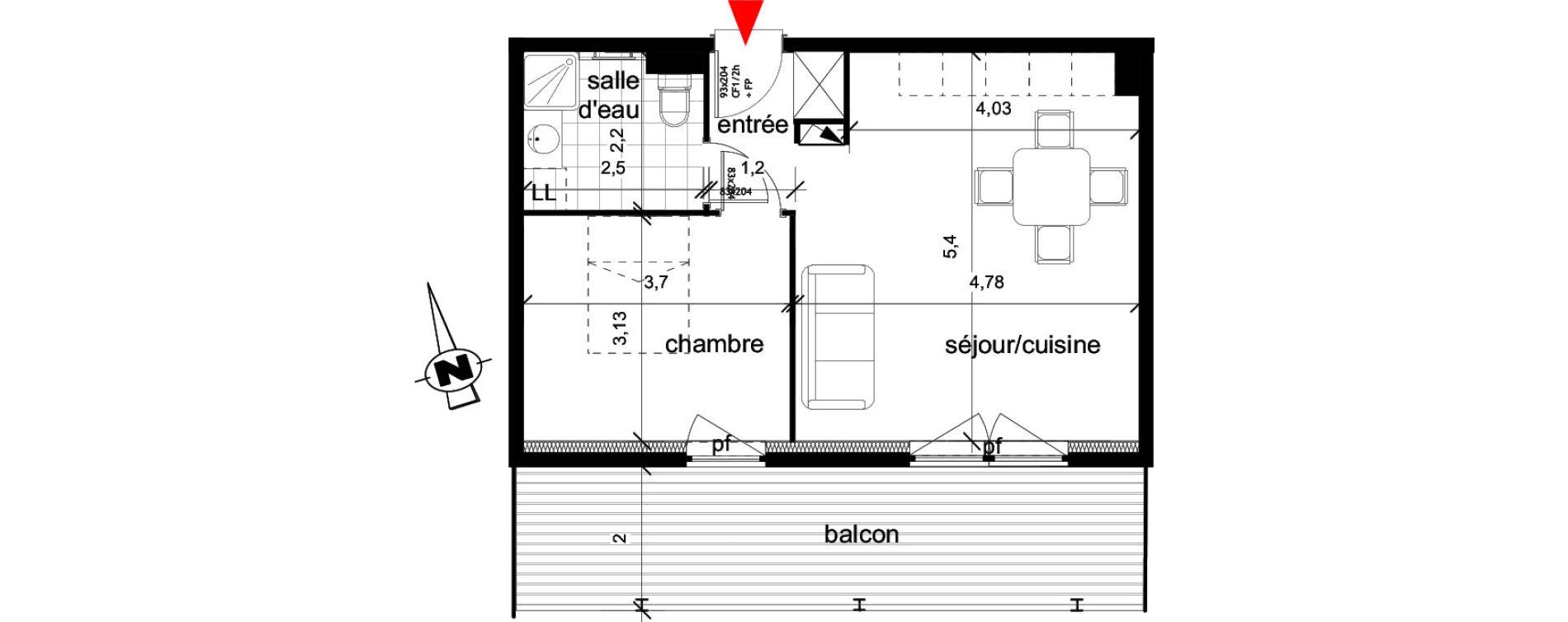 Appartement T2 de 44,80 m2 &agrave; Haguenau Centre