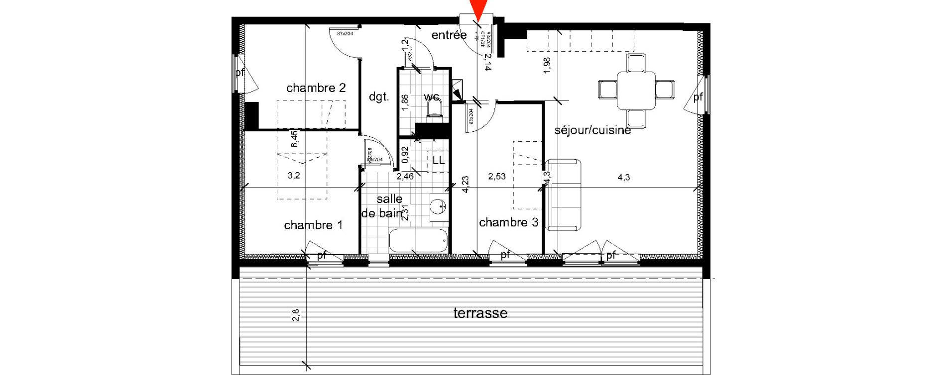 Appartement T2 de 77,60 m2 &agrave; Haguenau Centre