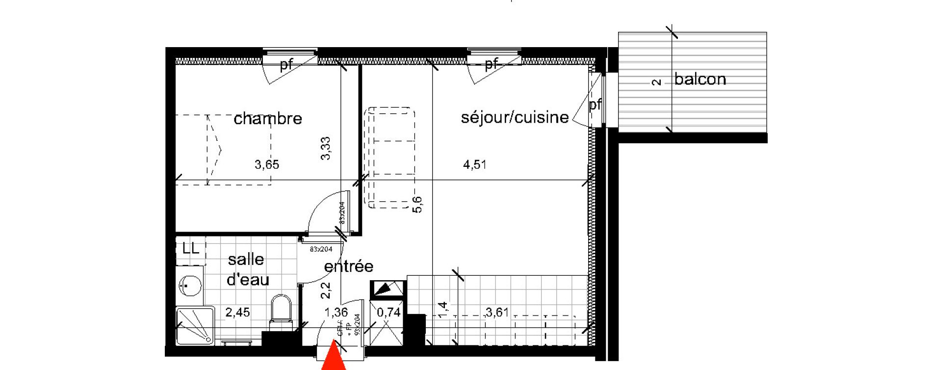 Appartement T2 de 44,90 m2 &agrave; Haguenau Centre