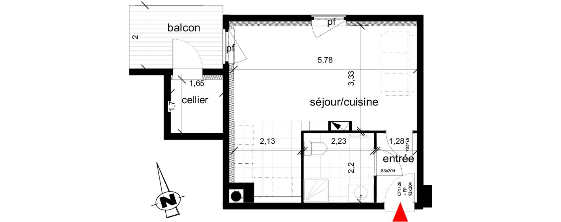 Appartement T1 de 31,00 m2 &agrave; Haguenau Centre