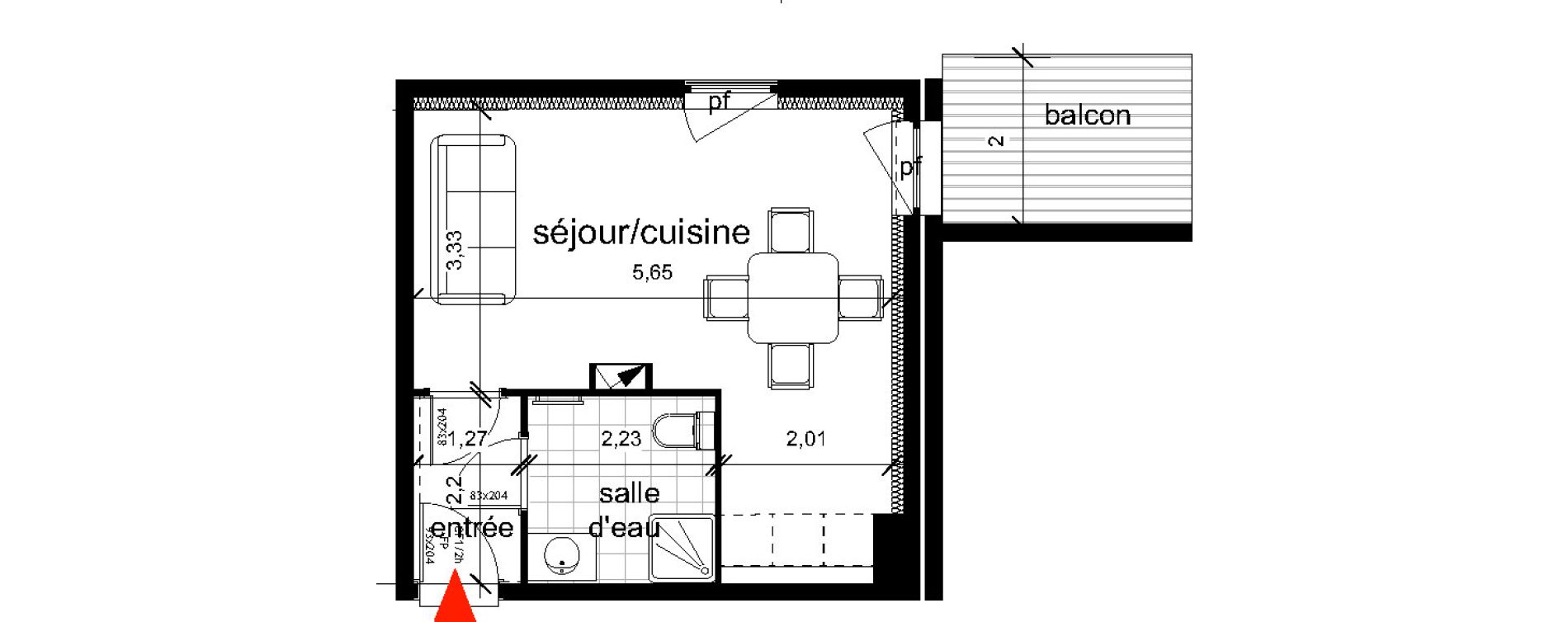 Appartement T1 de 30,60 m2 &agrave; Haguenau Centre