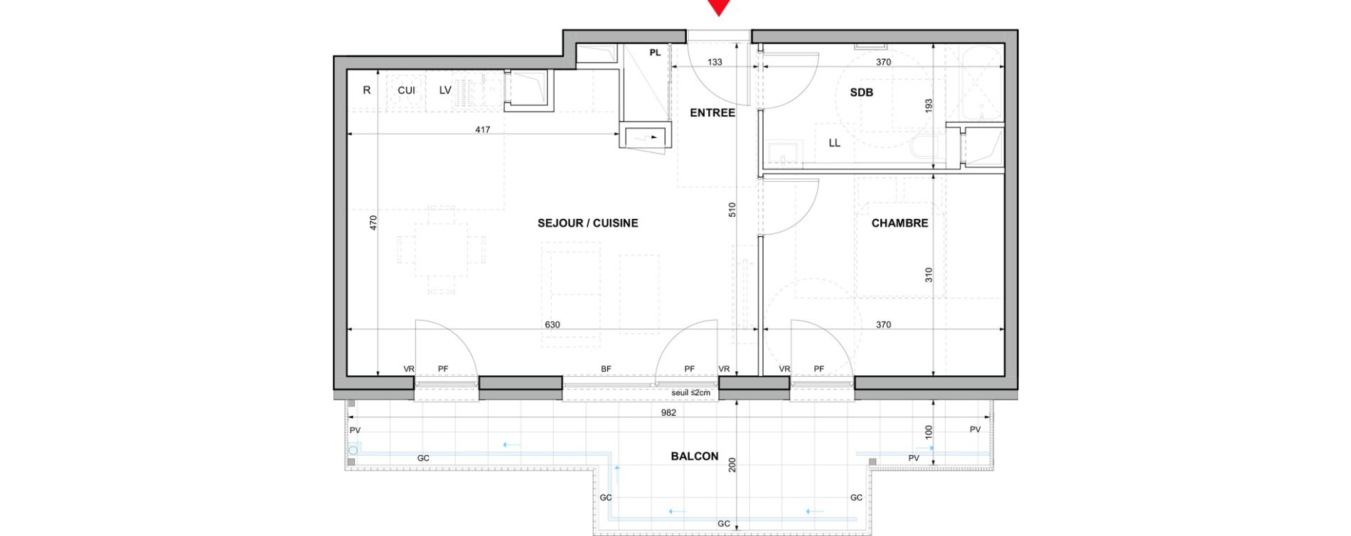 Appartement T2 de 47,53 m2 &agrave; Haguenau Thurot