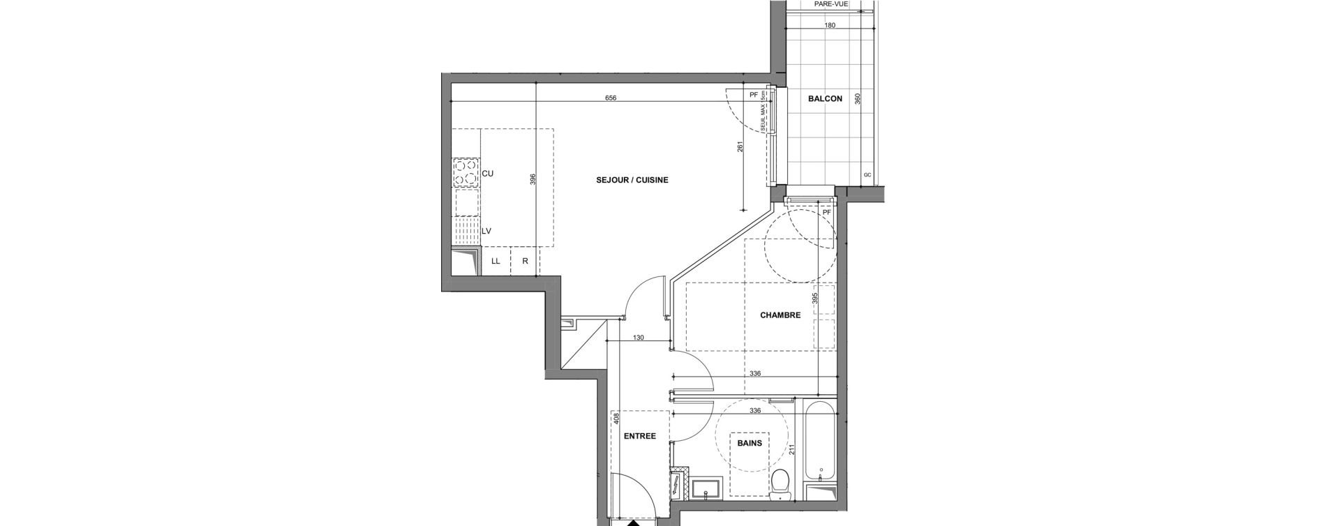 Appartement T2 de 50,57 m2 &agrave; Hoenheim Centre