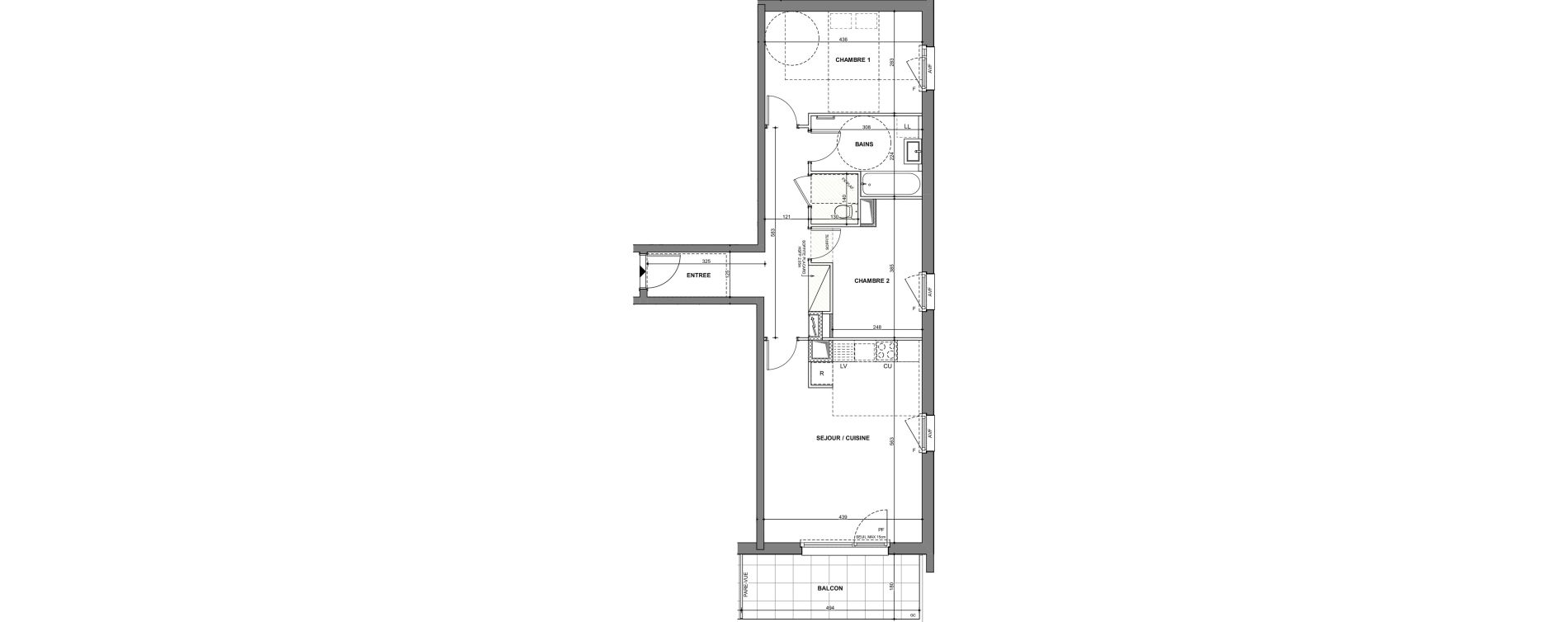 Appartement T3 de 65,13 m2 &agrave; Hoenheim Centre
