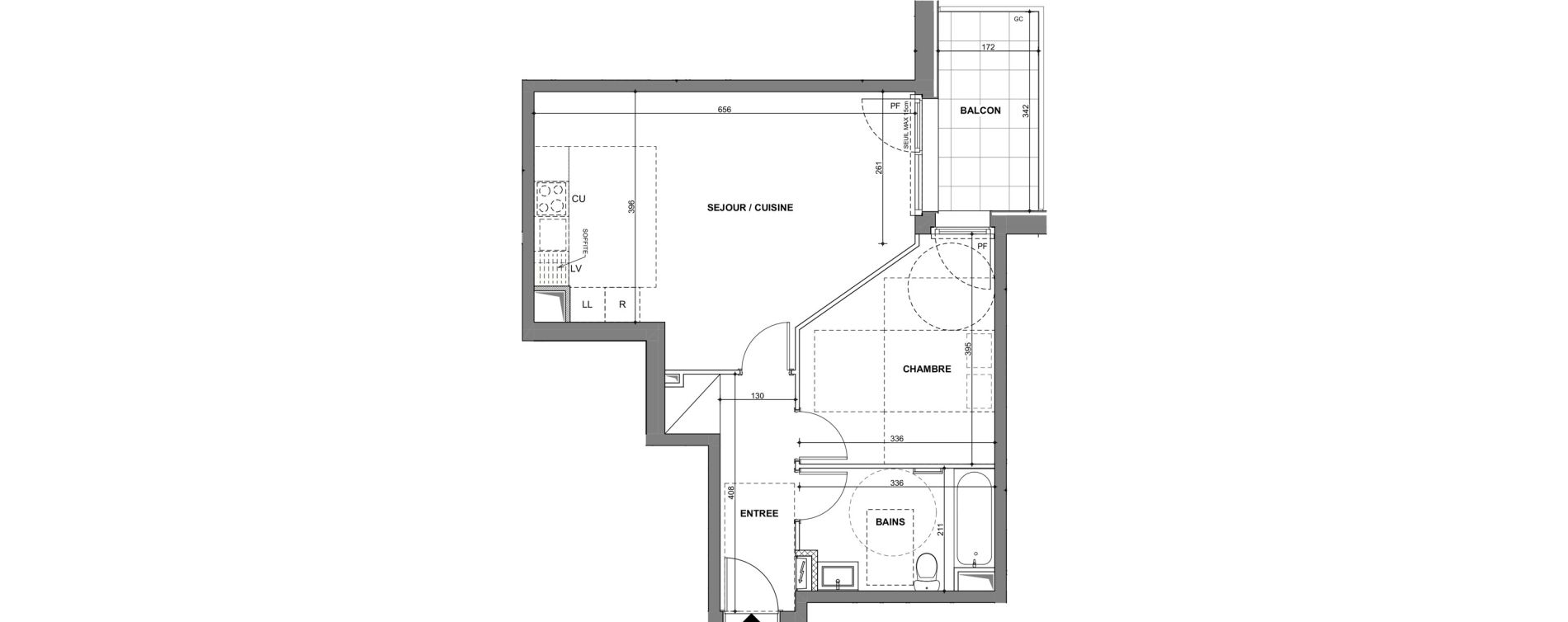 Appartement T2 de 50,35 m2 &agrave; Hoenheim Centre