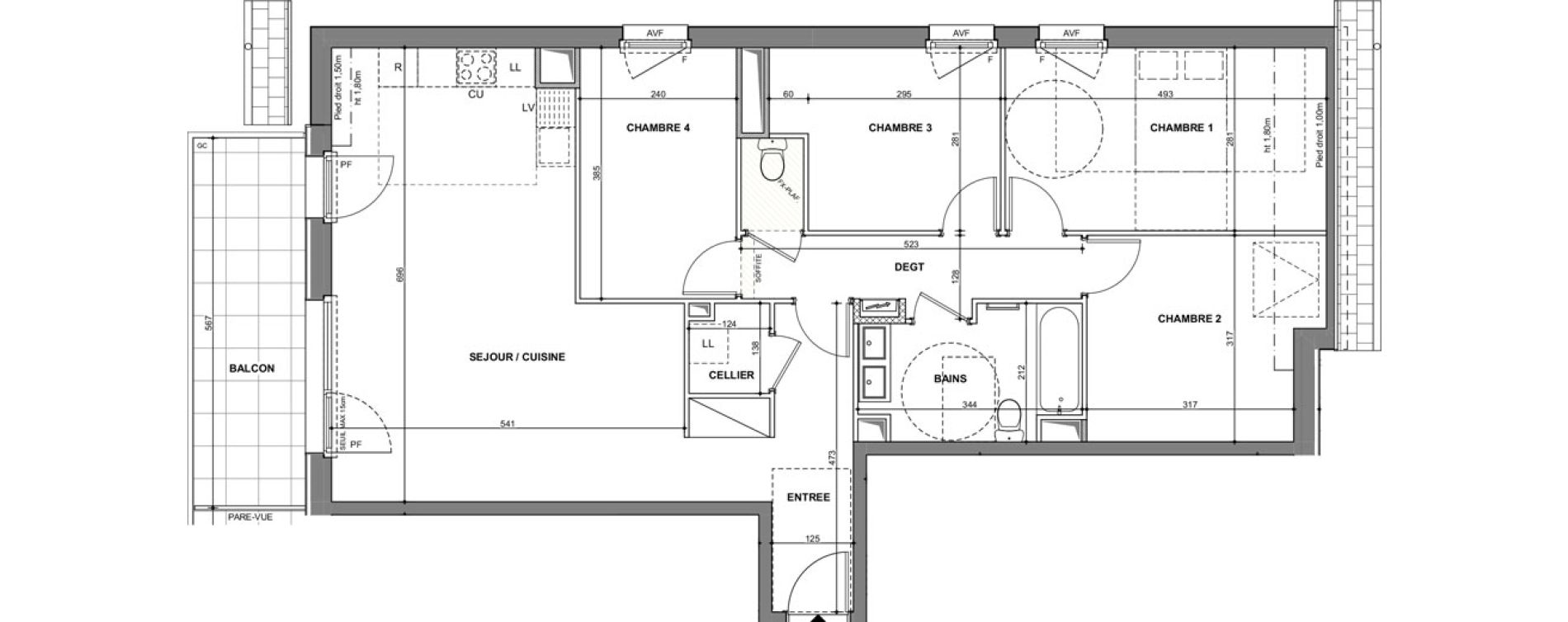 Appartement T5 de 92,10 m2 &agrave; Hoenheim Centre