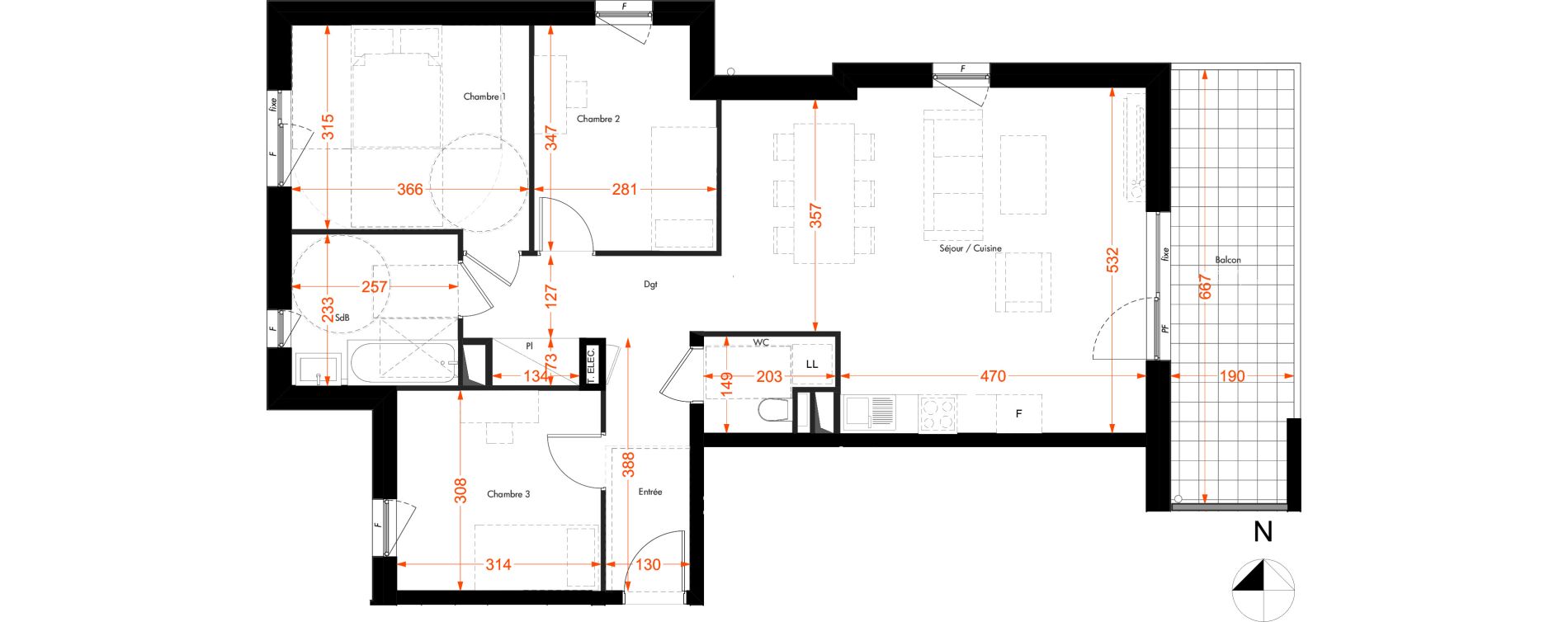 Appartement T4 de 81,88 m2 &agrave; Illkirch-Graffenstaden Centre