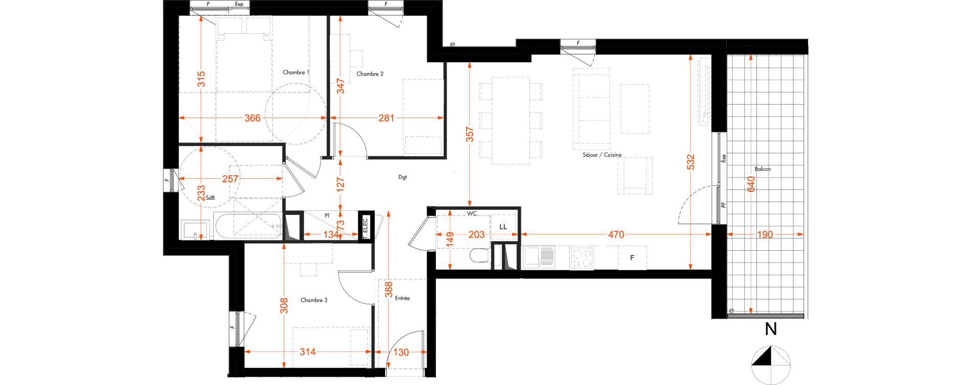 Appartement T4 de 81,88 m2 &agrave; Illkirch-Graffenstaden Centre