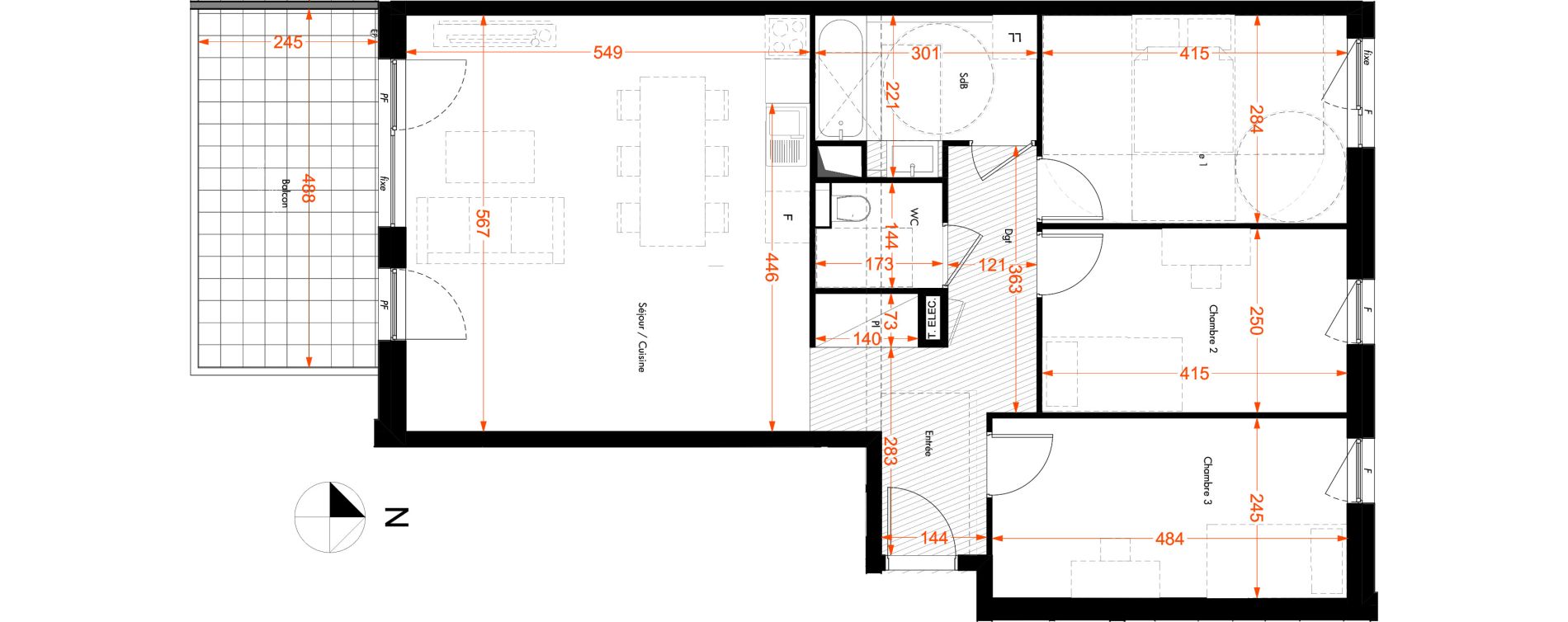 Appartement T4 de 83,30 m2 &agrave; Illkirch-Graffenstaden Centre