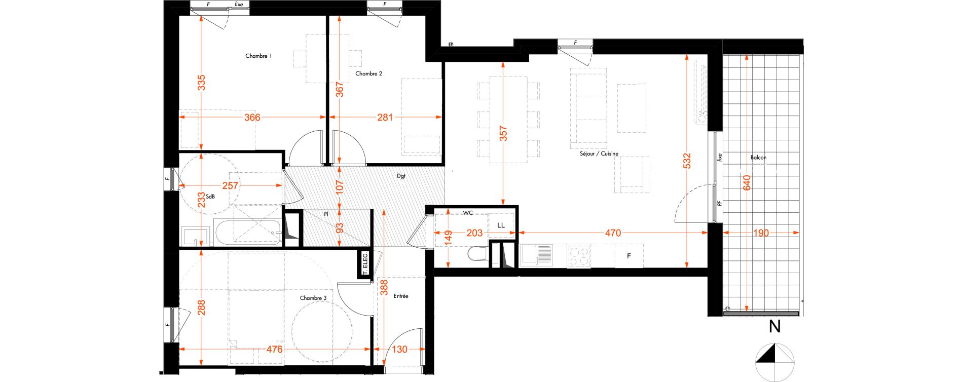 Appartement T4 de 86,76 m2 &agrave; Illkirch-Graffenstaden Centre