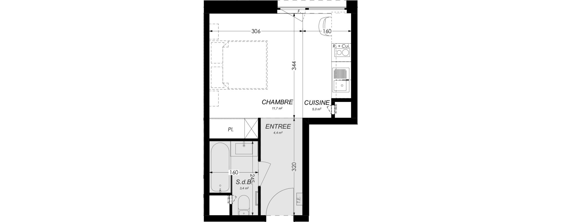 Appartement T1 meubl&eacute; de 24,50 m2 &agrave; Illkirch-Graffenstaden Les prairies du canal