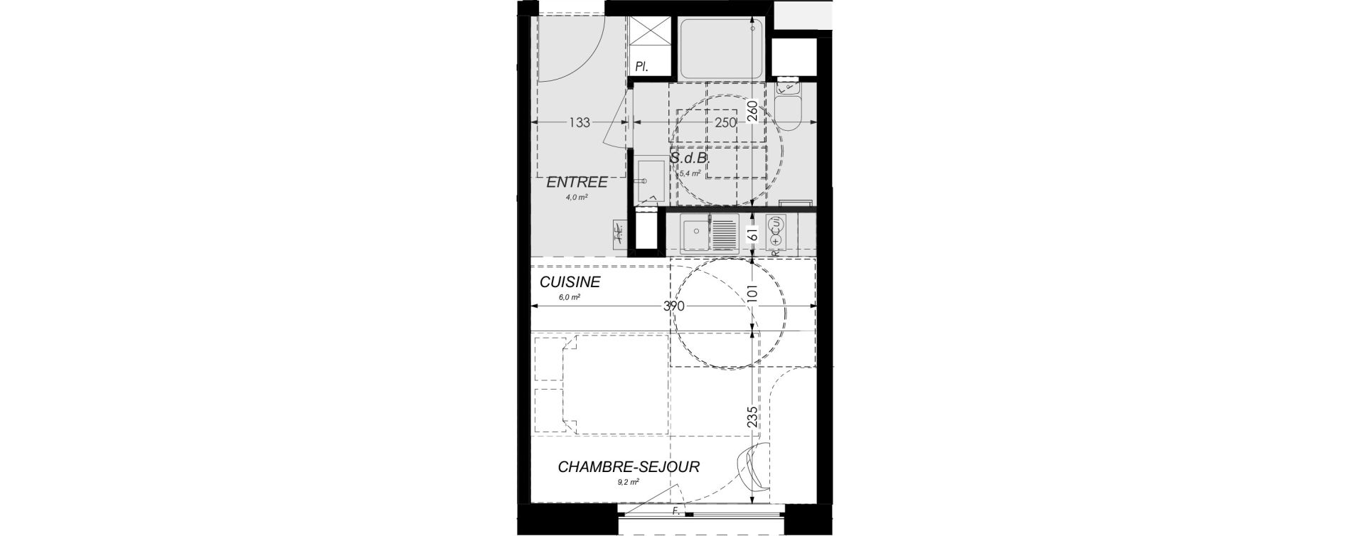 Appartement T1 meubl&eacute; de 24,60 m2 &agrave; Illkirch-Graffenstaden Les prairies du canal