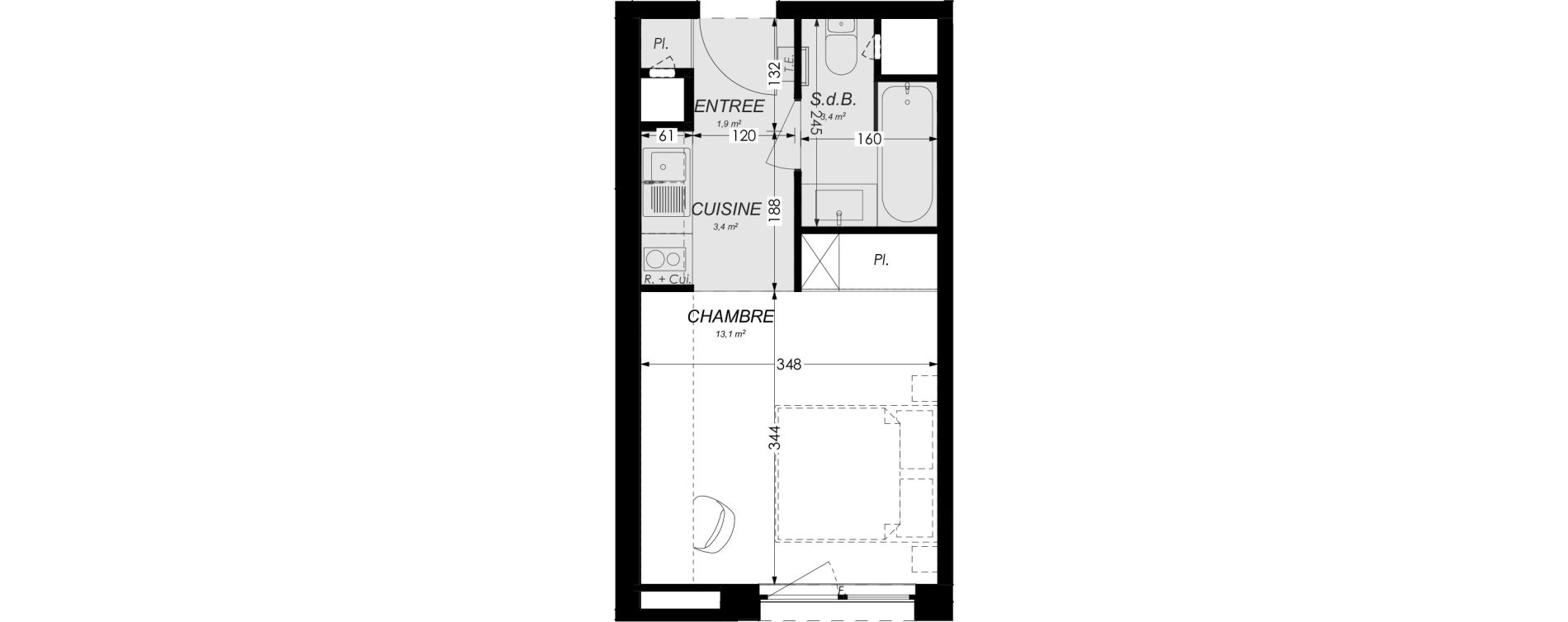 Appartement T1 meubl&eacute; de 21,80 m2 &agrave; Illkirch-Graffenstaden Les prairies du canal