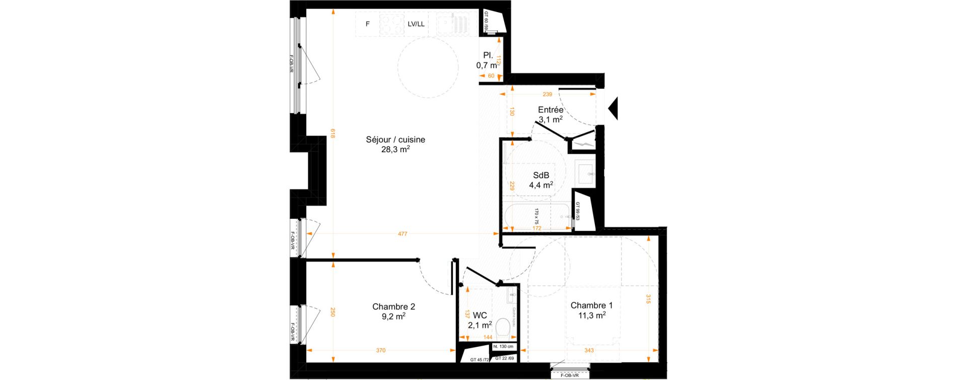 Appartement T3 de 59,10 m2 &agrave; Illkirch-Graffenstaden Centre