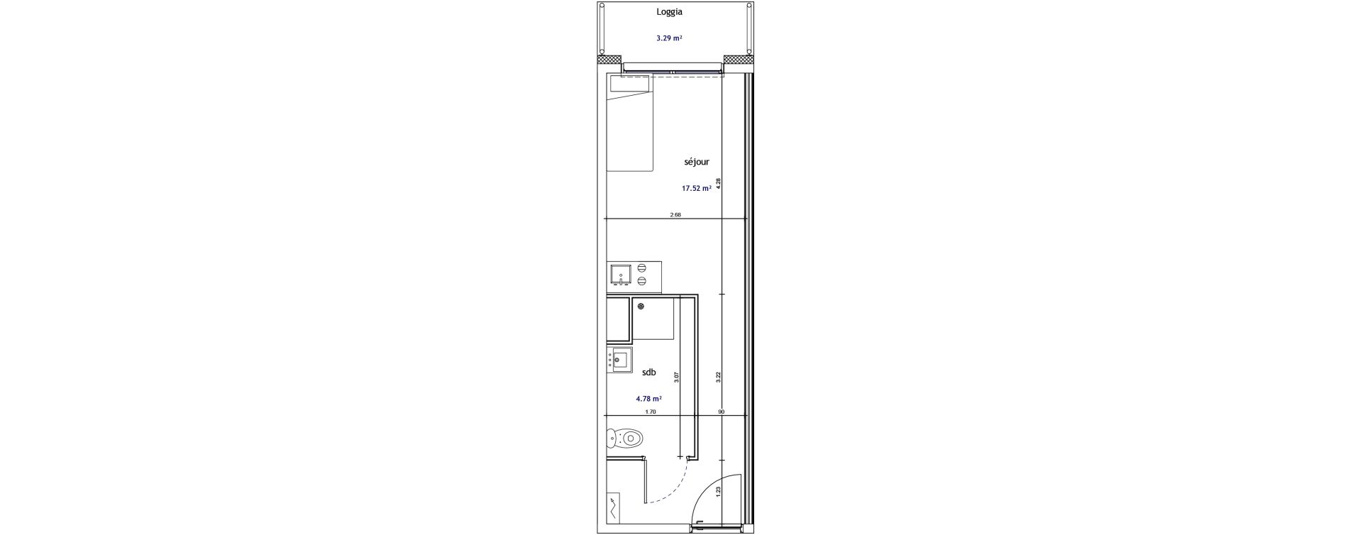 Appartement T1 de 22,30 m2 &agrave; Illkirch-Graffenstaden Les prairies du canal