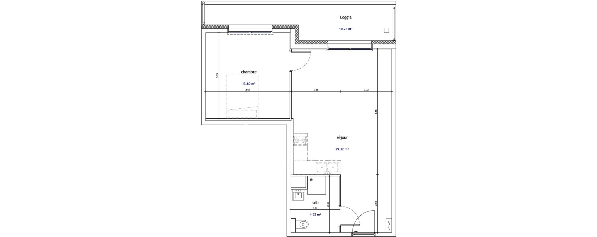 Appartement T2 de 47,74 m2 &agrave; Illkirch-Graffenstaden Les prairies du canal
