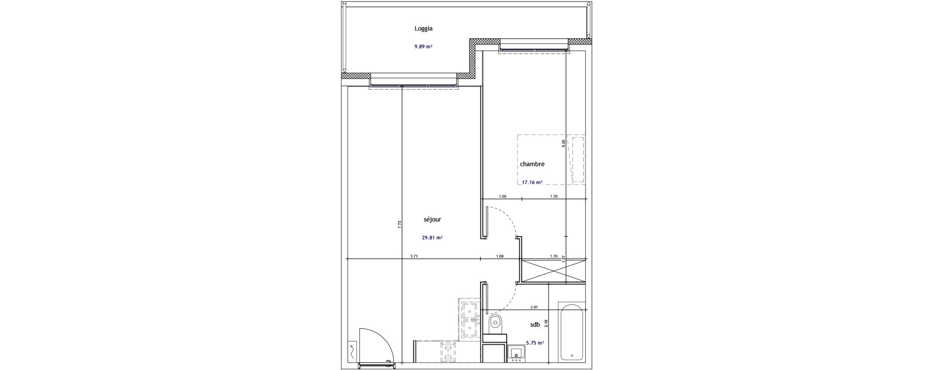 Appartement T2 de 52,72 m2 &agrave; Illkirch-Graffenstaden Les prairies du canal