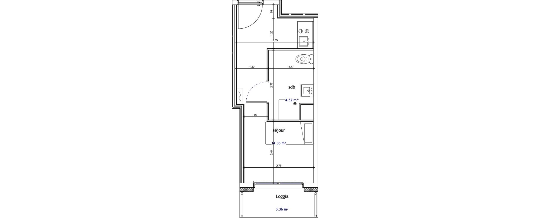 Appartement T1 de 18,87 m2 &agrave; Illkirch-Graffenstaden Les prairies du canal