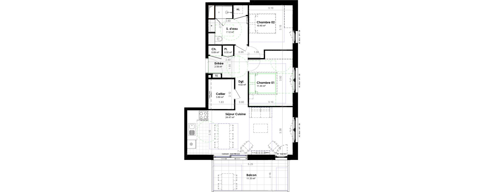 Appartement T3 de 65,17 m2 &agrave; La Wantzenau Schwemloch