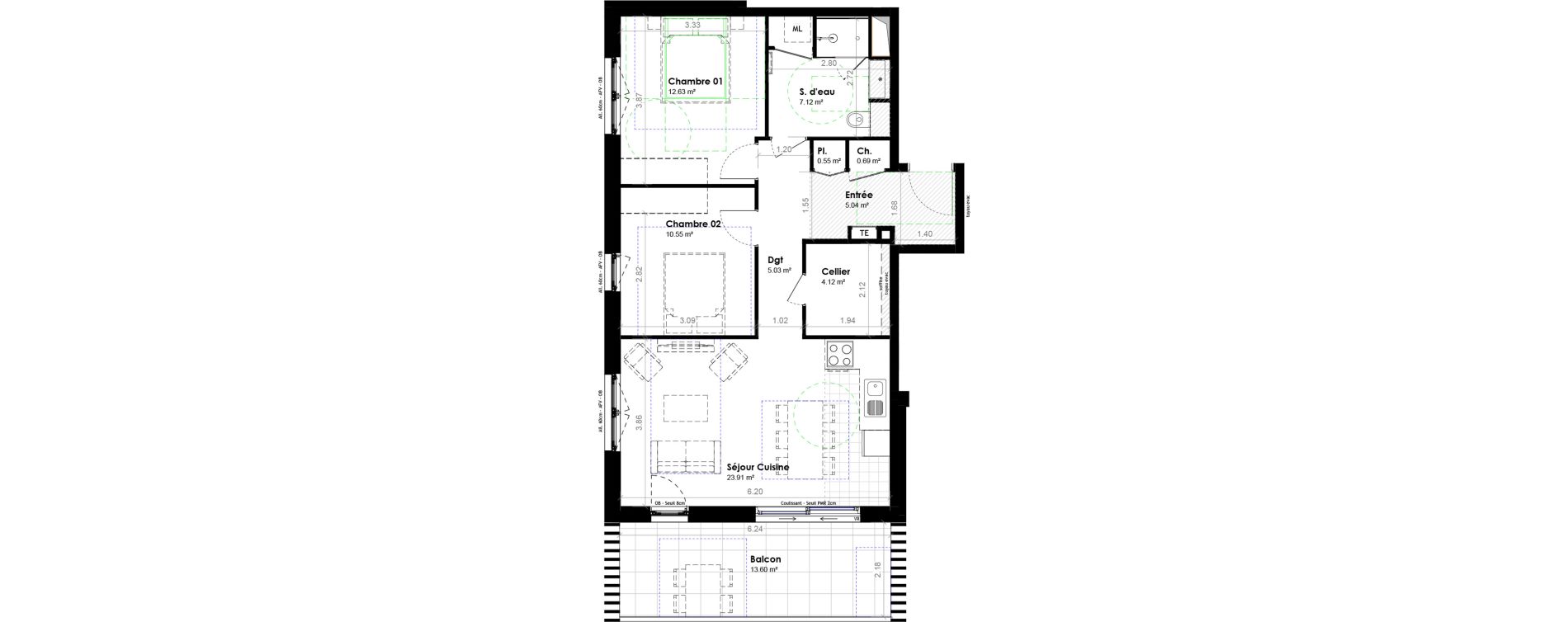 Appartement T3 de 69,64 m2 &agrave; La Wantzenau Schwemloch