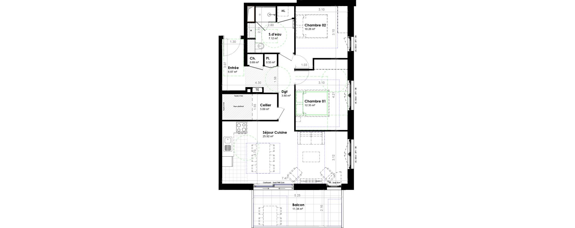 Appartement T3 de 72,66 m2 &agrave; La Wantzenau Schwemloch