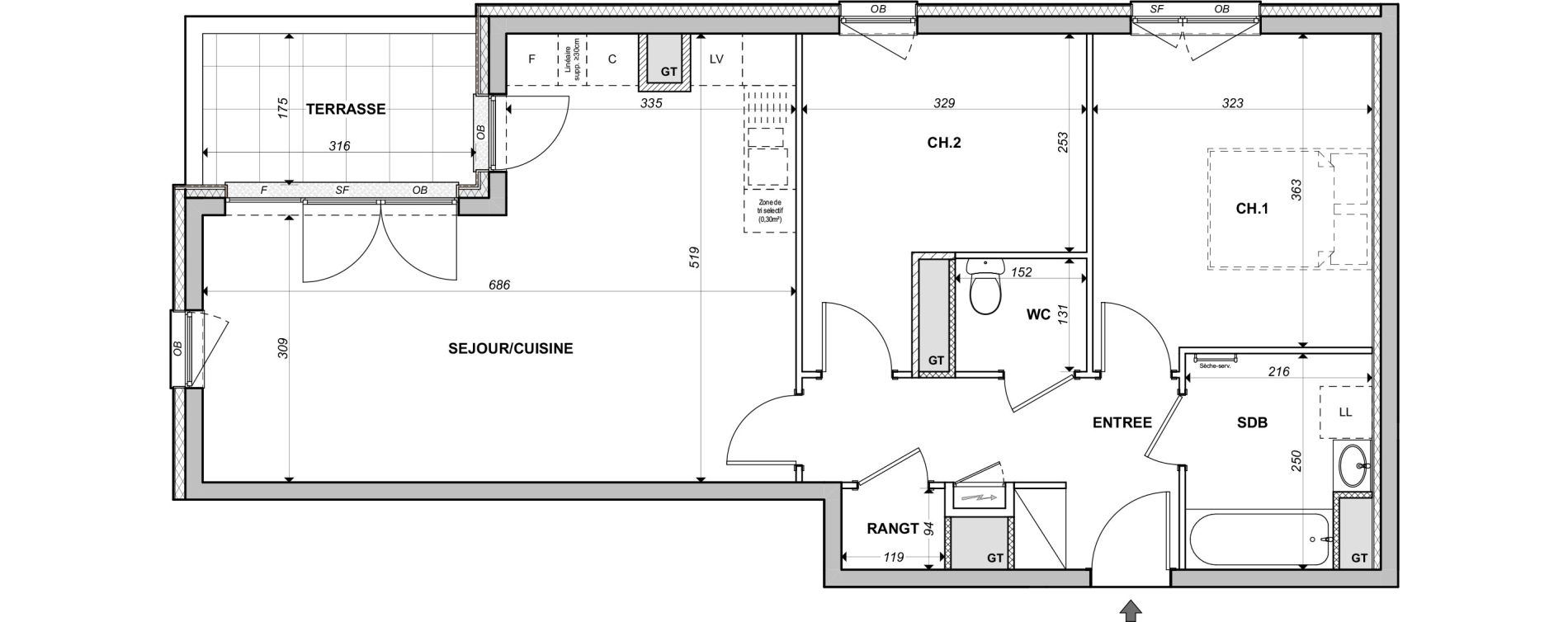 Appartement T3 de 65,18 m2 &agrave; Lingolsheim Centre